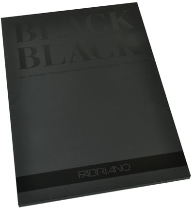 Fabriano Honsell 19100390 - Black Block, carta nera con superficie opaca non rivestita, 300 g/m², DIN A4, 20 fogli, ideale per pastelli, matite colorate e pennarelli