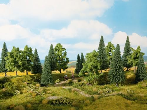 NOCH® Mischwald, realistische Modellbäume, 16 Stück 10-14 cm für Modellbau Spurweiten H0, TT