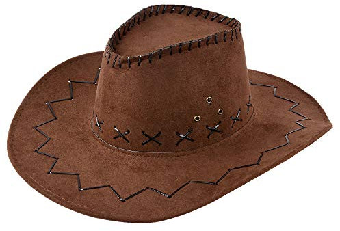 Miobo Cowboy Hut Western Cowgirl Hüte für Damen Herren Kinder (One size, Braun für Erwachsene)