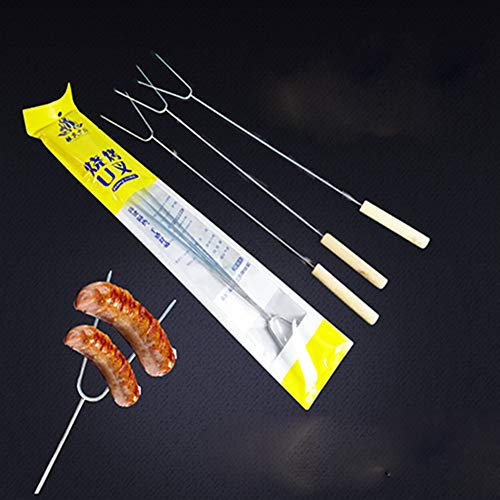 Egurs 5 x Grillspieße Schaschlikspieße 50cm Fleischspieße Wurstspieße aus Edelstahl mit Holzgriff