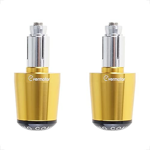 Evermotor [Ø22mm (7/8)] 2 X Motorrad CNC Aluminum Lenkergriffe Lenkerenden, Motorrad Lenkergriffe Endkappen für Meisten Motorrand/Roller Kappen Golden