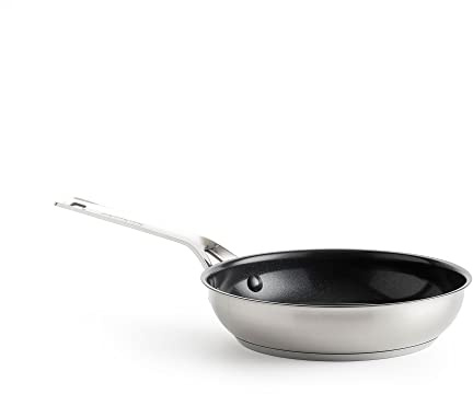 KitchenAid Stainless Steel PFAS-Free Healthy Ceramic Non-Stick 24 cm Frying Pan, Clad, Induction, Oven Safe, Silver