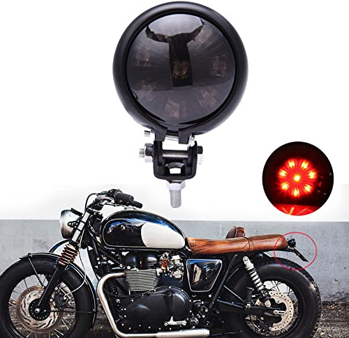 JMTBNO Moto Feux Arrière Feu Stop Rouge LED Lampe Feu de Freinage pour Cafe Racer Scrambler Cruiser Chopper Bobber Street Bike Custom