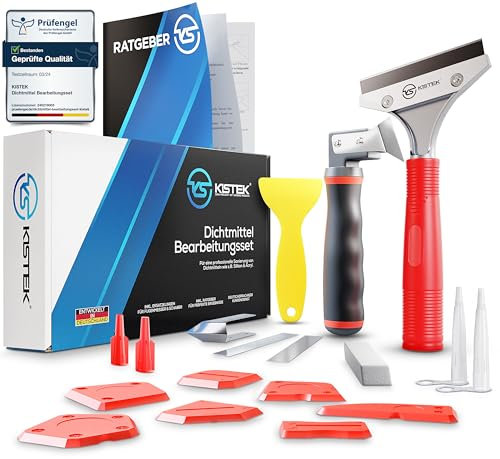 KISTEK® Silikonentferner Set [18-teilig] - Profi Werkzeug zum Silikon entfernen - Silikon Abzieher - Dichtmittel Bearbeitungsset inkl. Silikonfugen Abzieher, Fugenglätter, Fugenmesser & Fugenkratzer