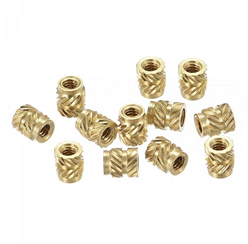 sourcing map Knurled Insert Nuts, 120Pcs M2 x 4mm L x 3.5mm OD 3D Printing Brass Nuts Female Threaded Inserts Brass Heat Set Insert Embedment Nut
