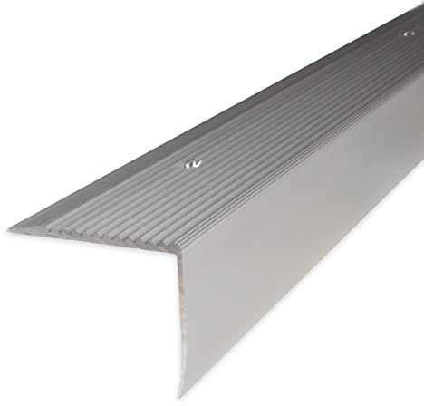 PROVISTON Treppenkante | 42 x 50 x 1000 mm | Treppenkantenprofil Treppenwinkel Winkelprofil Kombiwinkel Aluminium eloxiert Silber Gebohrt
