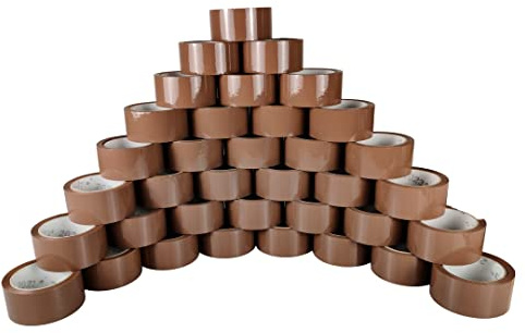 RAYLU PAPER® - Rollos de Precinto, Cinta Adhesiva para Embalaje de Cajas de Envío Resistente y Extra Fuerte, 66 metros x 50 mm de ancho (36 unidades, Marrón)