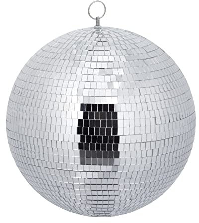 Relaxdays Palla da Discoteca Strobosferica, Ø 30 cm, Mirror Disco Ball, Strobosfera a Specchio, Party Gadget, Argentato