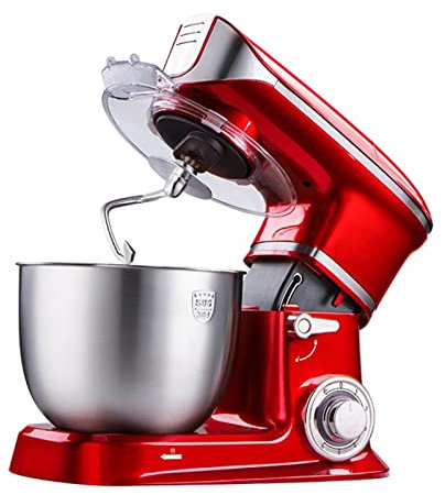 BLUNOA Frullatore Elettrico Frullatore da Cucina Professionale con Gancio per Impastare Asta per Mescolare E Portauova Selezione di Ingranaggi Multipli (Color : Red)