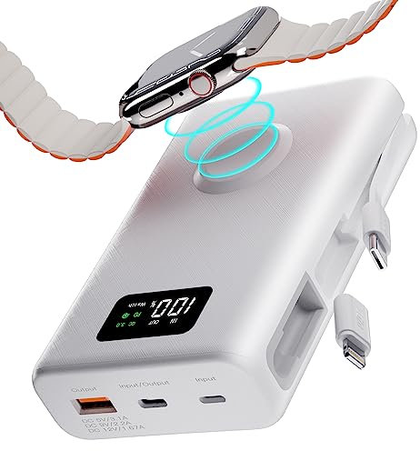 PZOZ 22,5W Powerbank,20000mAh externer Akku,Power Bank kompatibel mit iPhone,Samsung,Apple Watch,Drohne,Switch,iPad und mehr.Externe Handyakkus Kompatibel mit den Protokollen QC 3.0 und PD (Weiß)