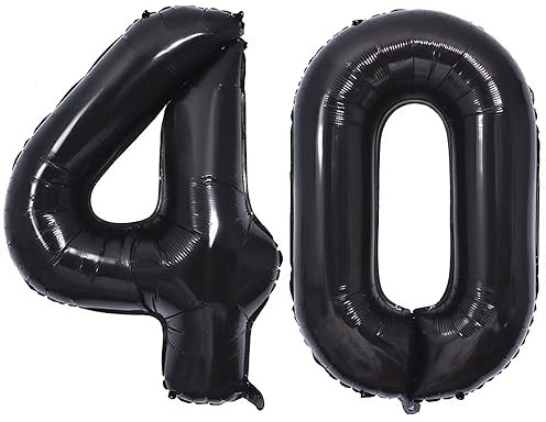 Ballon Chiffre 40 Noir Anniversaire Numero 40 Deco Birthday, Number 40 Ballon Party Deco Soutenir helium - 40pouces