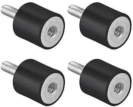 QUARKZMAN M6 Gewinde Männlich Weiblich Gummifüße x 4Stk Gummi Vibrationsdämpfer Montage für Stromerzeuger Kompressor [Schwarz Silber Ton]