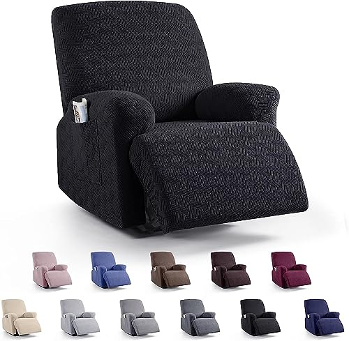 LINGKY Stretchhusse für Relaxsessel, Sesselschoner 1 Sitzer mit Tasche, Waschbar, Sesselbezug Schwarz