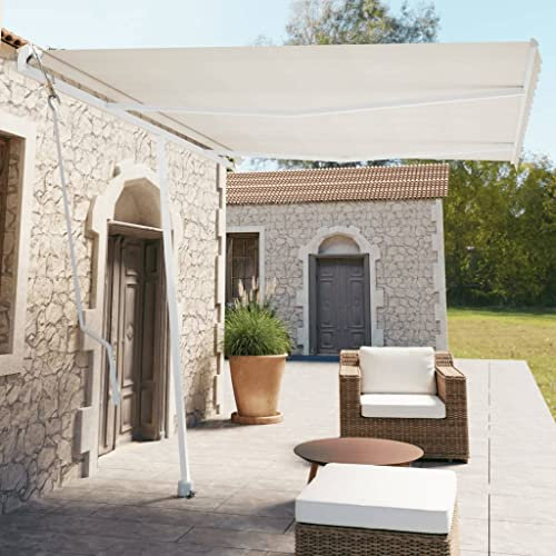Higsose Tenda Da Sole 350x250cm Crema,Alluminio Verniciato a Polvere,Tenda Da Sole Per Esterno Avvolgibile,Tende Da Sole a Caduta,Veranda Da Esterno,Teli Ombreggianti Da Esterno