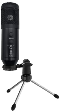 Audio Array AM-C41 Plug & Play Micrófono condensador USB con cancelación de ruido con botón de silencio/eco/perilla de volumen | Kit con trípode, filtro de viento | Juegos, Skype, Podcast | Compatible