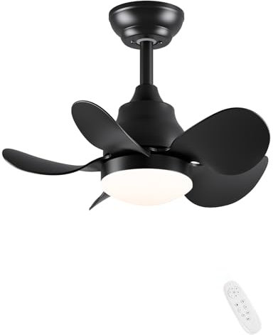 CJOY Klein Deckenventilator mit Fernbedienung 56cm, Schwarz Deckenventilator mit Beleuchtung Dimmbar, Leise 6 Geschwindigkeit Umkehrbar, 5 ABS Lame Deckenventilatoren für Schlafzimmer/Wohnbereich