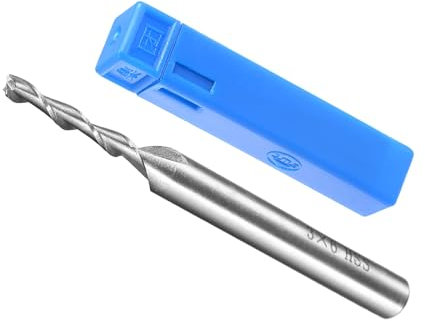 CoCud 2-Spiralnut-Fräser, 3 mm Durchmesser, 20 mm Länge, Hochgeschwindigkeitsstahl, gerader Fräser mit Aufbewahrungsbox - (Anwendungen: für Sperrholz, Hartholz, Kunststoff)