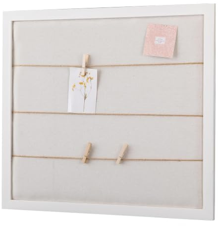 SOFE Pinnwand aus Leinen, rechteckig, Stoff, Pinnwände für Wände, hängende Foto-Display mit Clips, Holzrahmen, Nachrichtenbrett, Wandmontage, Sichttafel für Wohnzimmer, Schlafzimmer, Wanddekoration