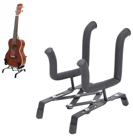 Ukulelenständer, Bodenklappbarer Violinenständer, Ausziehbarer Instrumentenständer in H-Form aus Metall und Schwamm, Zusammenklappbarer Tragbarer Ständer für Ukulele, Mandoline