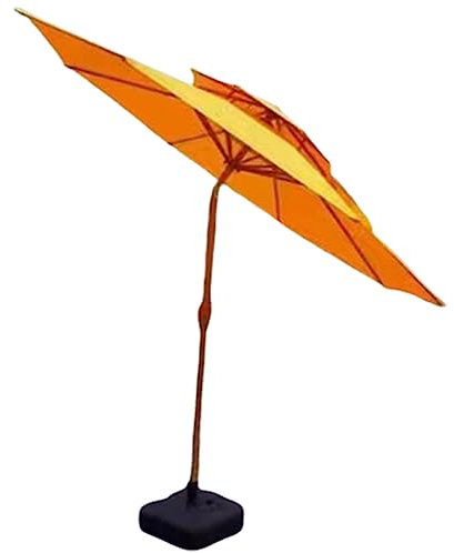 WYRMB Parasol de jardin à long manche, tête secouable, colonne en fer, avec base de réservoir, 9 pieds, 8 nervures, manivelle ouverte, base remplissable