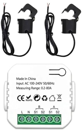 Hopbucan ZigBee Energiezähler 2-Kanal Bidirektional mit Stromsensor Tuya Smart Monitor Leistung 80A 110V/240V Gateway erforderlich