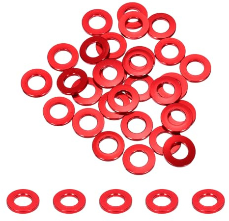 QUARKZMAN 30 Pièces Rondelles Metal M8, Rondelles Plates M8 x 15 mm, Rondelle en Alliage d'Aluminium, Épaississement, pour Vis et écrous, gonds de Porte, Pièces de Modèles Rc, Rouge | Joint en aluminium rondelle fraisée anodisé pour vis Rc/FPV/PC/drone mécanique, pièces modèles