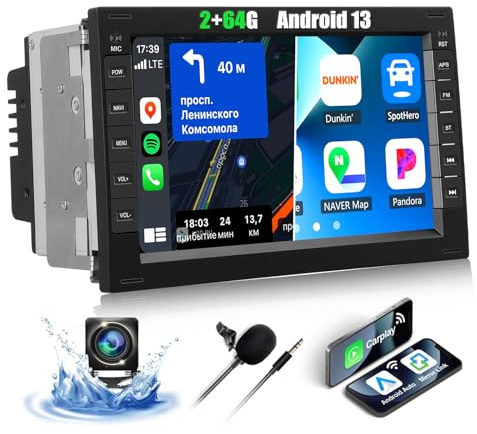 CAMECHO 2+64G 7-tums Android 13 Radio VW Golf 4 Polo Sharan Jetta MK4 T5 Multivan med trådlös Carplay Android Auto Bluetooth bilradio med backkamera WiFi GPS FM/RDS spegel länk SWC + Canbus