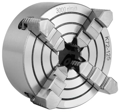 CIJIAOPOYU Mandril de Torno de 4 mordazas K72-125 125 mm/K72-100 100 mm Mandril de Torno de Metal de mandíbula Reversible Independiente Accesorios de máquina de torneado(K72-125 125mm)
