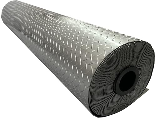 Shield Autocare © Heavy Duty PVC Vinyl Floor Matting Garage Industrial Work Gym Van Shed Non Slip Large Diamond Checker 1.5m Wide 3mm Thick Black | Grey | Silver (Silver, 2m x 1.5m)