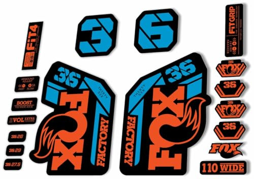 Autocollant de rechange pour fourche Fox 36 2021 Orange Bleu (brillant)