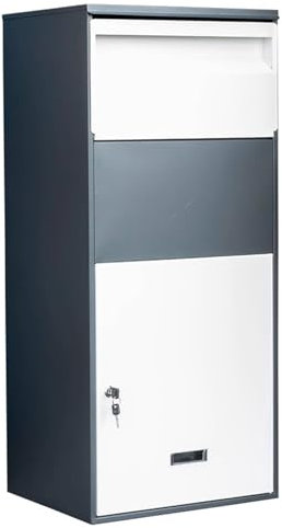 SCBTGKLN Boite aux Lettres, Boite aux Lettres la Poste, Boite aux Lettres sur Pied, Boîte aux Lettres 2 Portes, Livraison de Gros Colis, Boîte de Dépôt en Acier for Colis(Black,Large)
