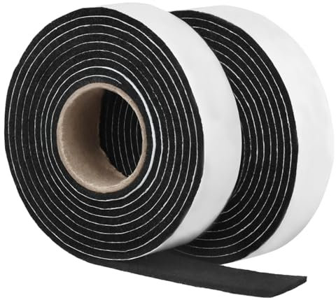 QWORK® 2 Rouleaux de Ruban Feutre Autocollant - 22 mm de Large, 3 mm d'épaisseur, 2 m de Long - Patins en Feutre Noir, Bandes de Feutre, Rouleaux pour Protection des sols et bricoleurs