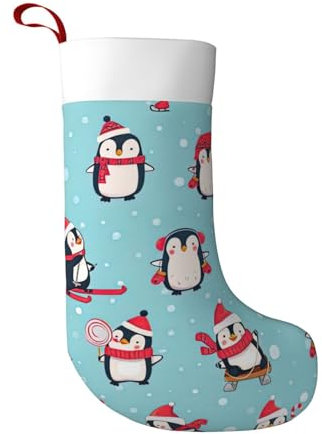 BREAUX Weihnachten Pinguine Weihnachtsstrümpfe, ultraweiche Samt Weihnachtsstrümpfe, Kamindekoration 45.0 cm