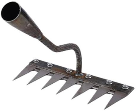 Generic Rastrello in ferro a 5/6/7/8 denti, rastrello da giardino in acciaio al carbonio resistente, impugnatura comoda, facile da usare e riporre, strumento versatile per giardinaggio