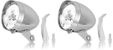 Vintage Bike Headlight, 2Pcs Bike Front LED Light Lamp Riding Safety Front Fog Head Lamp with Bracket