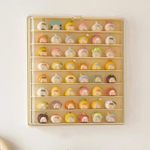 WhamtL Acryl Vitrine Transparente Acryl-Vitrine zur Wandmontage, Klarsichtvitrine für Kleine Figuren, Tisch-Kunststoff-Präsentationsbehälter(Yellow,L)