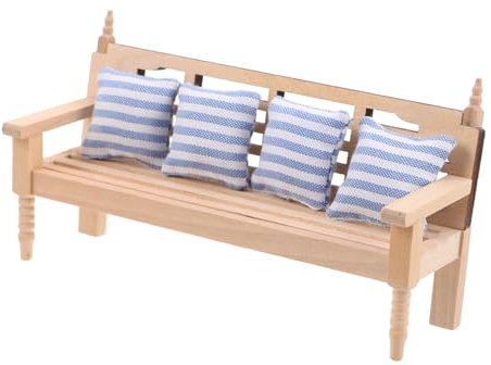 Abaodam Dollhouse Miniatur Holzliegesessel Mit Kissen Vintage Sofa Modell Für Puppenstuben Sammlerstück Für Kreative Wohnräume Und Rollenspiele