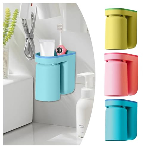 3 Stück Zahnputzbecherhalter Ohne Bohren Wandzahnbürstenbecher-Set,Zahnbürstenhalter Zahnputzbecher Wand mit Becher Toothbrush Cup Holder Zahnbürstenhalter Zahnputzbecher Halter