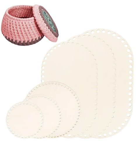 LBJFYHJN 6 Stück Korbboden zum Häkeln, Korbboden zum Häkeln, Holzboden zum Taschenboden, Ovaler und Rund Korb Flechten Set für DIY Korbflechten Liefert Basteln 10/15/20/25/30cm