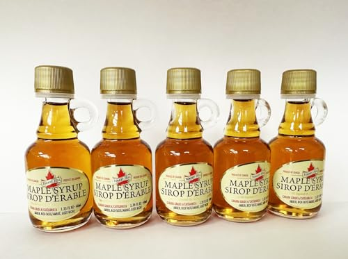 Canadian Turkey Hill Maple Syrup | Amber | Grade A | Various Size | Gift Set | with Lucky Boy greetings (5 x 40ml Mini Glass)