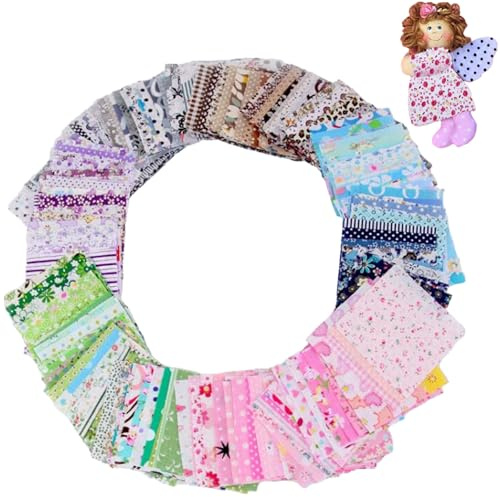 LaresDay 60 Pcs Patchwork Stoff Paket 10 cm x 10 cm Blumenmuster bedruckte Farbsystem Patchwork Stoffe Bunte Baumwollstoff Set Bedruckte Stoffe für Puppenhaus Zubehör， Kleidung DIY Basteln
