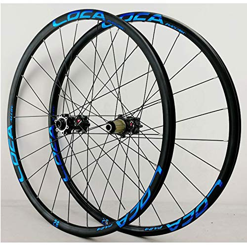 26/27,5 / 700C / 29 Bike Hjul Mountain Road Bicycle Wheels Thru Axle Fram Bak Rim Cykling Wheel Set Skivbroms 8-12 Hastighet Cassette(Black hub Blue logo,29in)