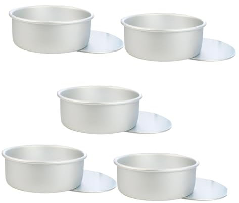 ELAYARD Stampo Per Torta Rotondo in Lega Di Alluminio Anodizzato 10 Cm Fondo Rimovibile Antiaderente Per Mini Torte e Dolci, Set Da 5 Pezzi Per Uso Casalingo e Preparazioni Multiple