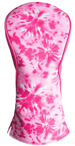 Golf Club Head Covers Wood Driver Fairway Hybrid Rescue, Golf Club Covers Woods Novelty Synthetic Leather with Interchangable No.Tag for Men Women (Pink, Driver)
