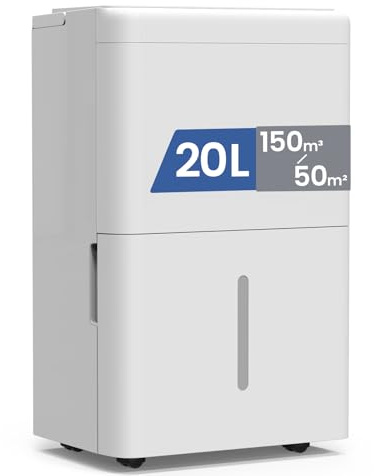 Bdpt. Dehumidifier 20L, Dehumidifiers for Home, Dehumidifier for Bedroom/Bathroom Dehumidifier/Basement, Dehumidifiers for drying clothes, Low Energy with Drain Hose, 10YR WRNTY. for 150m³/50m²