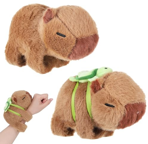 Zocipro 2 st Capybara Slap armband, söt capybara plysch handledsleksak | Armband plysch gosig interaktivt armband, fyllda djur smällband leksak för pojkar och flickor födelsedagsfest gåva