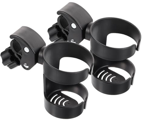 Portavasos para Andador y Silla de Ruedas 2 Piezas Pp Negro | Ángulo Ajustable, Formato Portátil, Apto para Cochecito y Botellas de Café