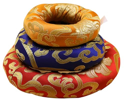Hemobllo 3 Piezas Cojín de Cuenco Budista de Almohadilla para Cuenco Tibetano Tapete Sonoro para Meditar Color Aleatorio