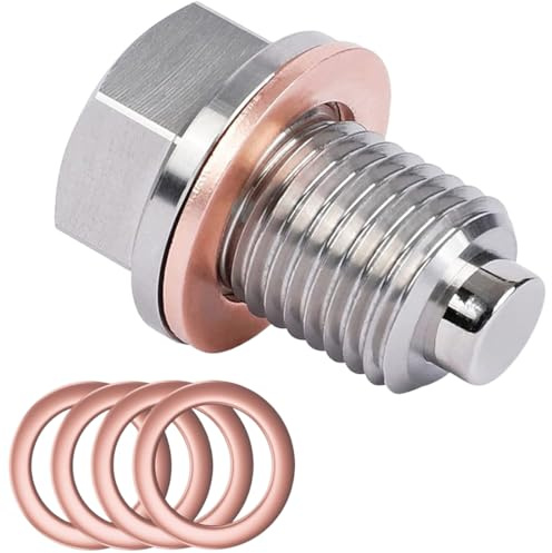 Tapón Magnético Drenaje Aceite M14 x 1,5, Tuerca Drenaje Sumidero Magnético, Coche Tapón Bandeja Magnética Drenaje Acero Inoxidable, Con 5 Arandela Cobre Repuesto, Para El Tornillo Accesorios