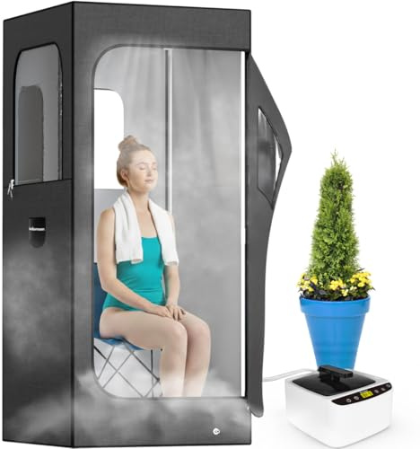 Adamson Sauna portátil para uso doméstico, caja de sauna interior para relajación y fácil instalación plegable en el hogar, tienda de vapor personal de cuerpo completo con vaporizador de 2.6 L y silla